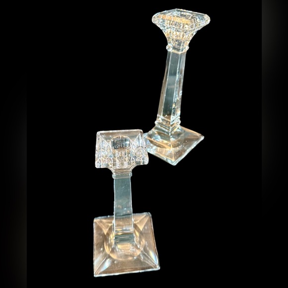 Heisey Glass Crystal Candle Sticks, Holders “Aristocratic Clear” 1909-1930s (2) - Picture 6 of 9